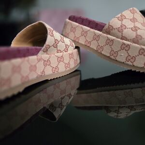 Gucci Kids Pink and Beige Slip-On Slippers